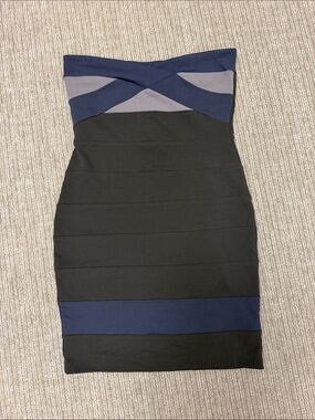Zara Strapless Black, Navy & Gray Bandage Dress